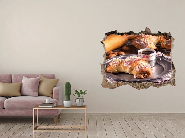 Wandtattoos Mauerdurchbruch Köstliche Croissants mit Kaffee