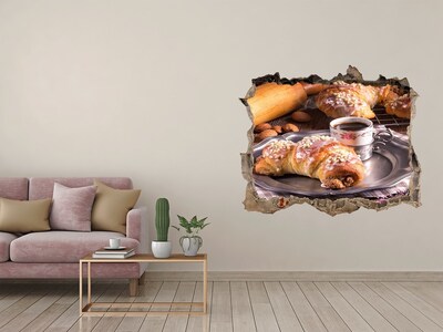 Wandtattoos Mauerdurchbruch Köstliche Croissants mit Kaffee