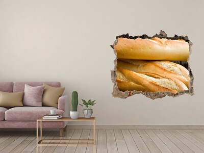 3D Wandtattoos Loch in der Wand Frische Baguettes in der Wand
