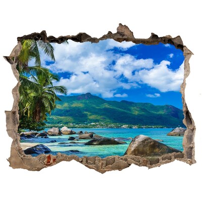 3D Wandsticker Loch Eine tropische Oase mit Meerblick