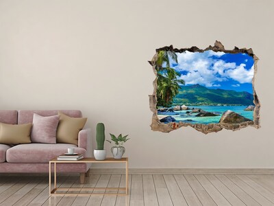3D Wandsticker Loch Eine tropische Oase mit Meerblick