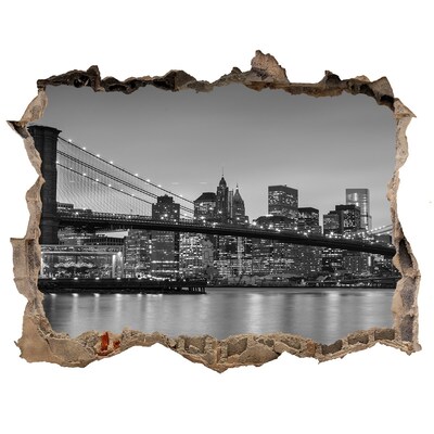 3D Wandtattoos Loch in der Wand Eine Ansicht der Stadt in Schwarzweiß