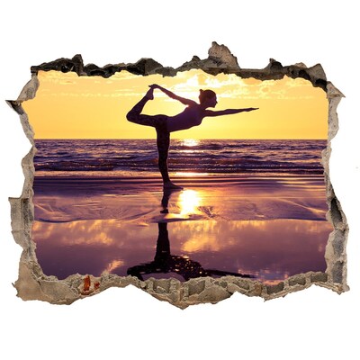 Wandtattoos Loch Yoga am Strand bei Sonnenuntergang