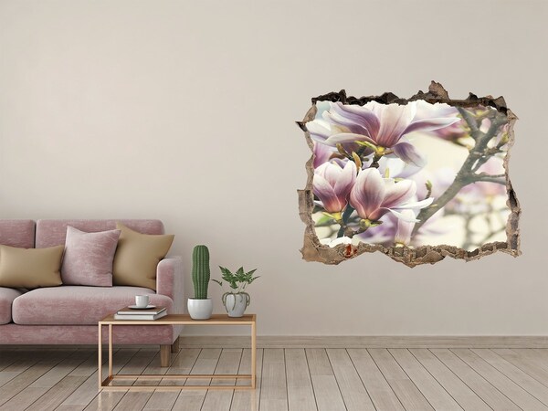 3D Wandtattoos Loch in der Wand Magnolienblüten an einer beschädigten Mauer