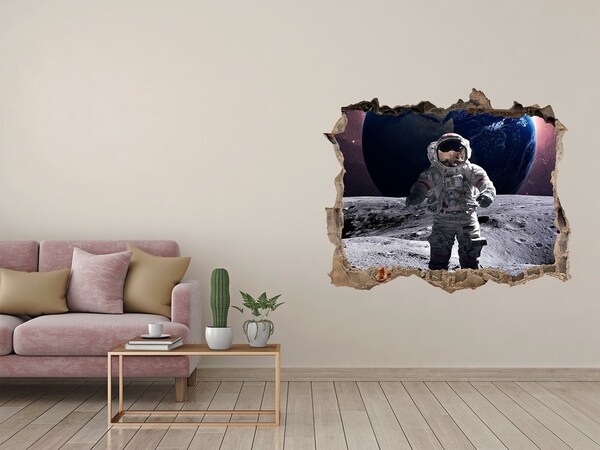 3D Wandsticker Loch Astronaut auf dem Mond