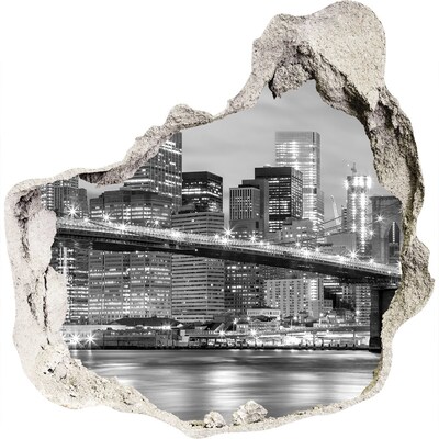 3D Wanddurchbruch Aufkleber Brooklyn Bridge in New York