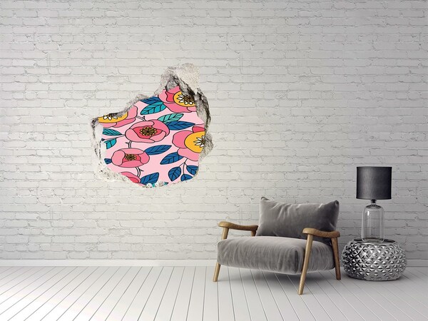 Wandaufkleber Loch 3D Blumenwandbild „Loch in der Wand“