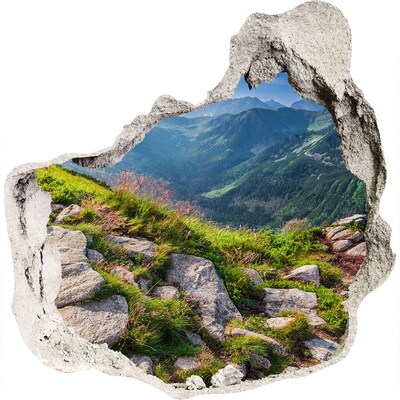 Wandaufkleber Loch 3D Bergblick mit Tal