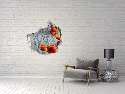 Wandtattoos Loch in der Wand Blumen aus Beton