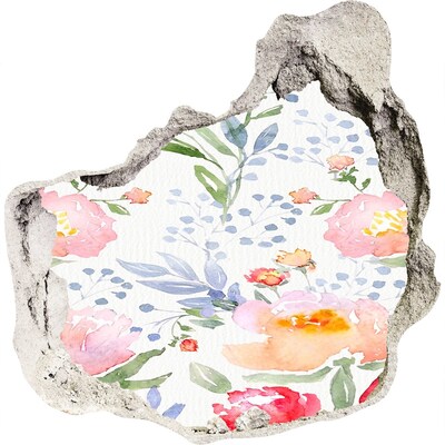 3D Wandtattoos Mauerdurchbruch Ein Blumenmotiv an einer beschädigten Wand