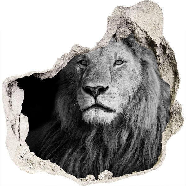 Mauerdurchbruch Aufkleber Löwe in einem Loch in der Wand