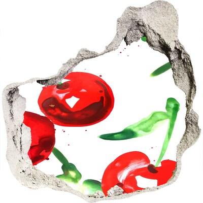 3D Wandtattoos Mauerdurchbruch Rote Kirschen in einem kleinen Laden