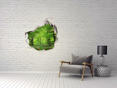 Wandaufkleber Loch 3D Grüner Wald in einem Loch in der Wand