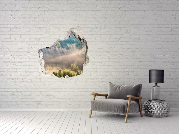 Wandaufkleber Loch 3D Waldlandschaft hinter der Mauer