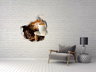 Wandaufkleber Loch 3D Kaffee und frisches Brot