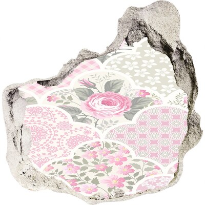 3D Wanddurchbruch Aufkleber Loch in der Wand Blumenmuster