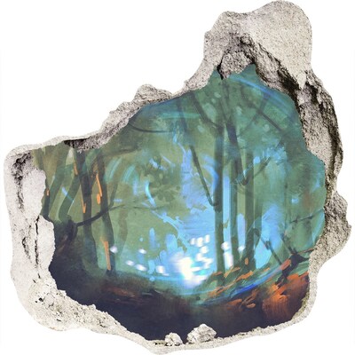 Wandaufkleber Loch 3D Geheimnisvoller Wald im Mondlicht