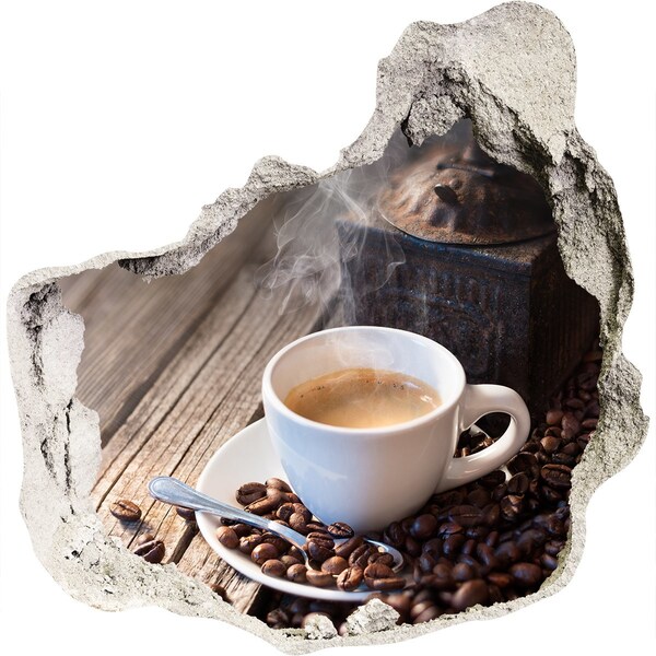 Wandaufkleber Loch 3D Kaffee in einem gemütlichen Café
