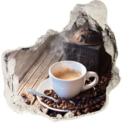 Wandaufkleber Loch 3D Kaffee in einem gemütlichen Café