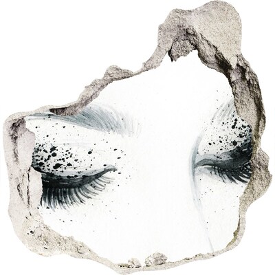 Wandfolien Loch in der Wand Geschlossene Augen in einem Loch in der Wand