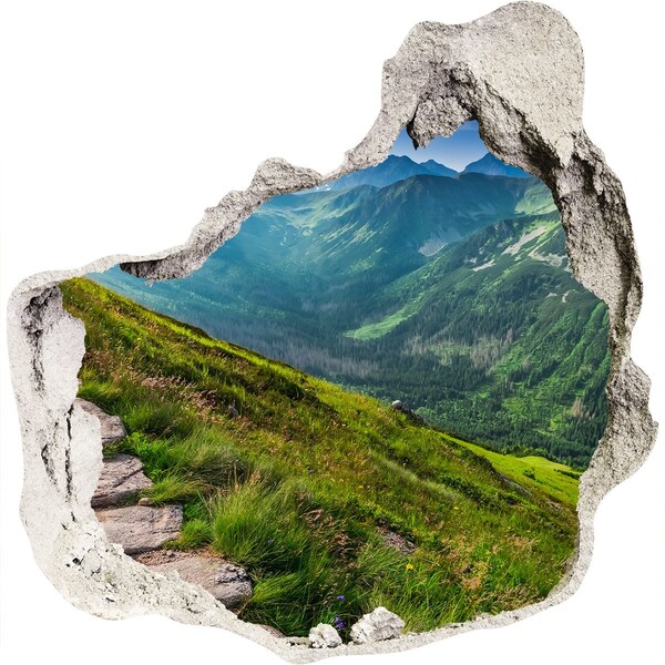 3D Wanddurchbruch Aufkleber Berglandschaft hinter dem Loch in der Wand