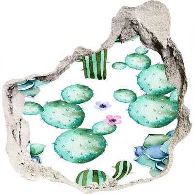 Mauerdurchbruch Aufkleber Kakteen in einem Loch in der Wand