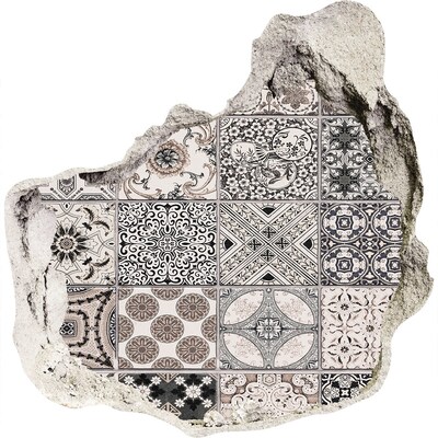 3D Wanddurchbruch Aufkleber Fliesen im Vintage-Stil