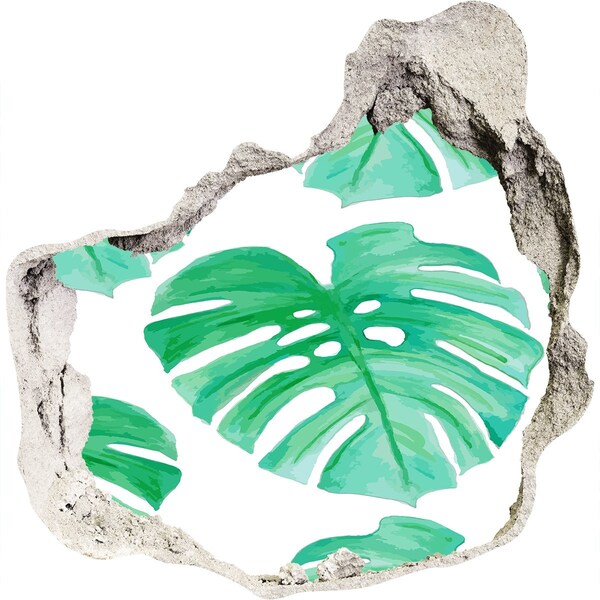 Wandaufkleber Loch 3D Grüner Dschungel hinter der Mauer