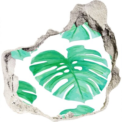 Wandaufkleber Loch 3D Grüner Dschungel hinter der Mauer