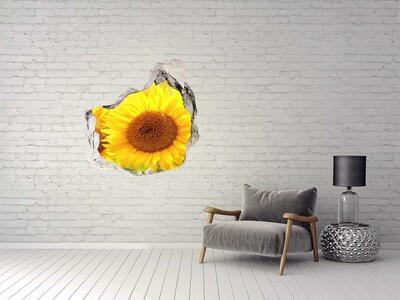 Wandfolien Loch in der Wand Sonnenblume aus Beton