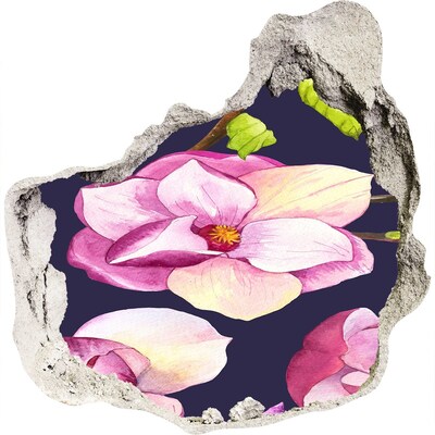 3D Wanddurchbruch Aufkleber Blumenmotiv aus Beton