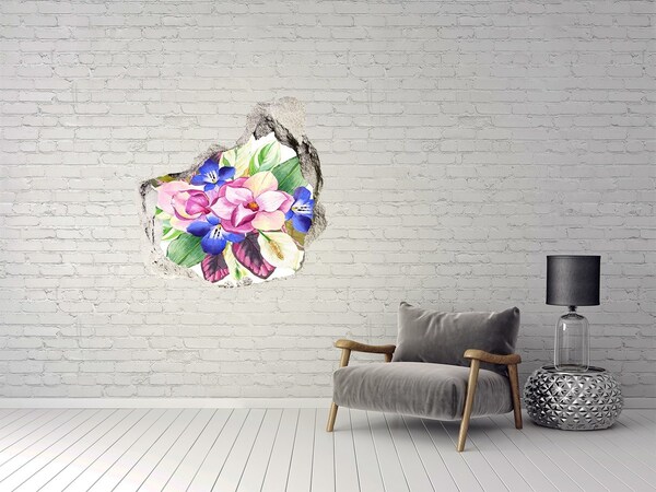 Wandaufkleber Loch 3D Blumenexplosion an der Wand