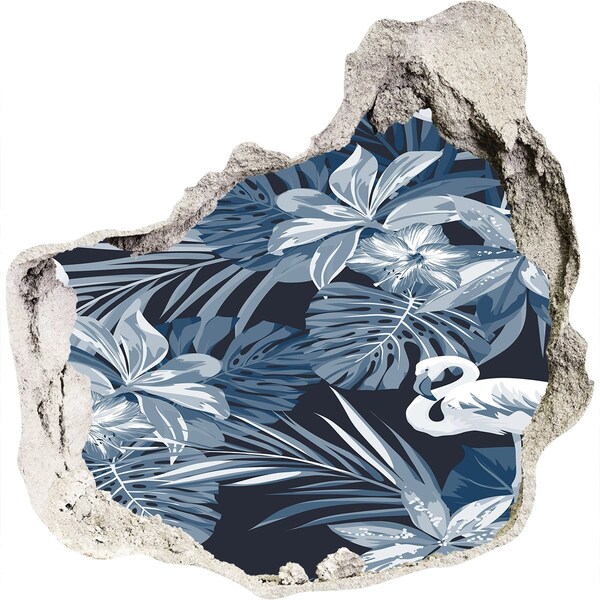 Wandfolien Loch in der Wand Tropisches Paradies mit Flamingos