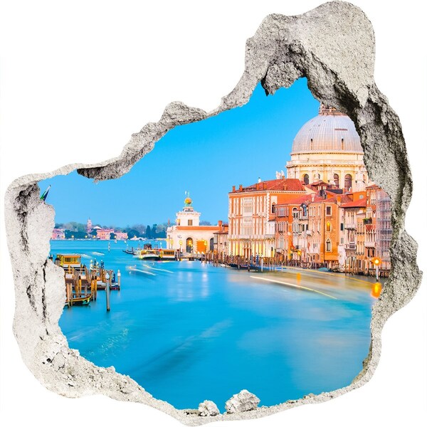 Wandaufkleber Loch 3D Blick auf Venedig