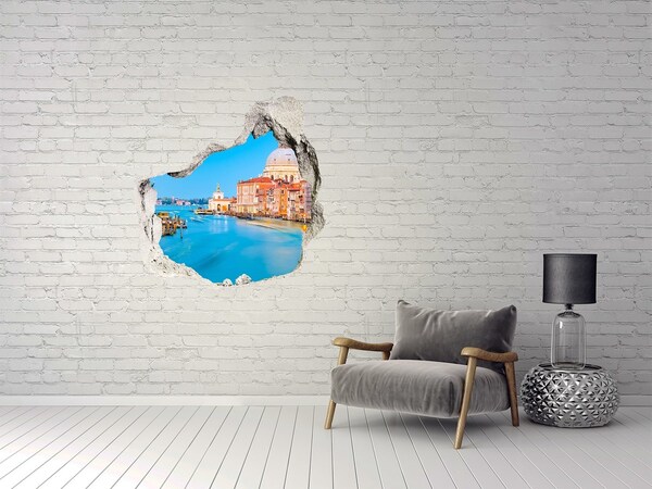 Wandaufkleber Loch 3D Blick auf Venedig