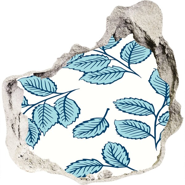 3D Wanddurchbruch Aufkleber Grüne Blätter an der Wand im Hintergrund