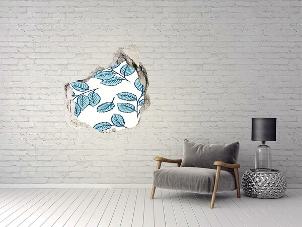 3D Wanddurchbruch Aufkleber Grüne Blätter an der Wand im Hintergrund