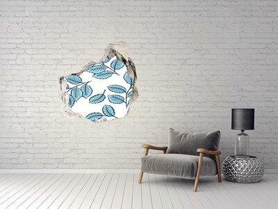 3D Wanddurchbruch Aufkleber Grüne Blätter an der Wand im Hintergrund