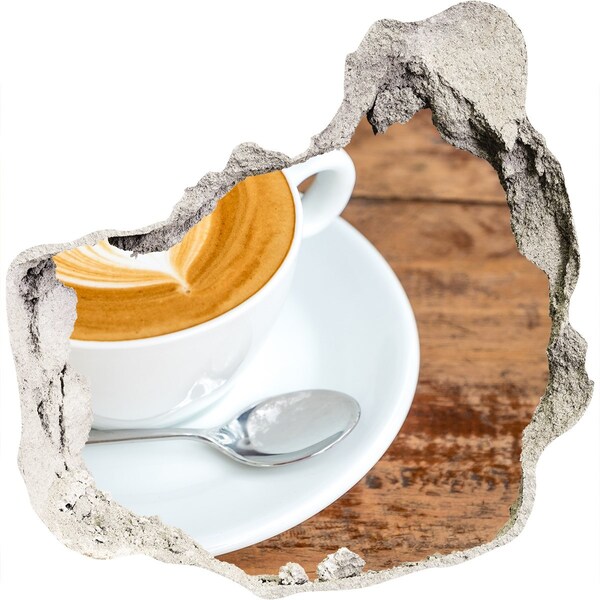 3D Wanddurchbruch Aufkleber Kaffee in einer zerbrochenen Wand