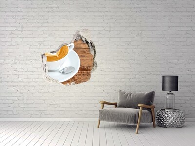 3D Wanddurchbruch Aufkleber Kaffee in einer zerbrochenen Wand
