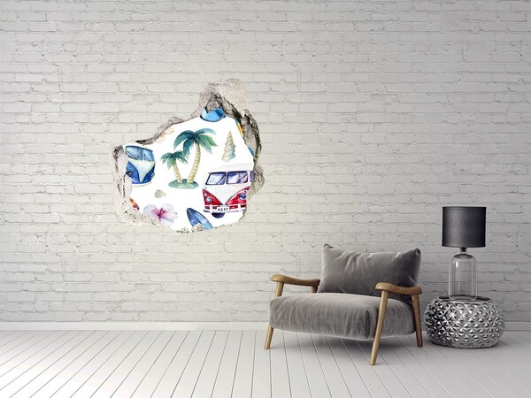Wandaufkleber Loch 3D Retro-Karibikurlaub