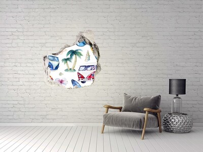 Wandaufkleber Loch 3D Retro-Karibikurlaub
