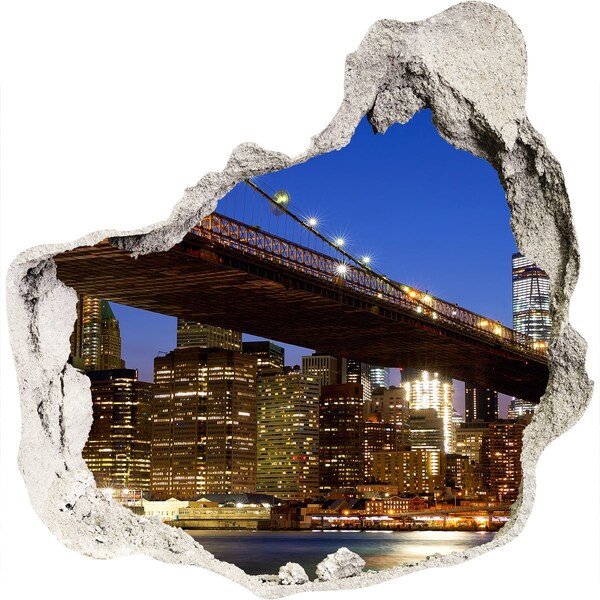 3D Wandtattoos Mauerdurchbruch Brooklyn Bridge bei Nacht