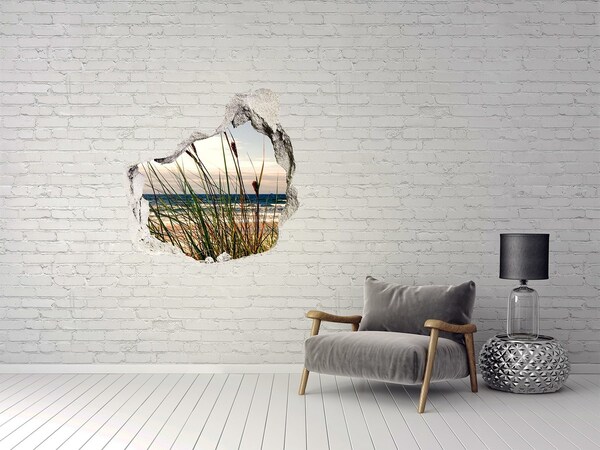 3D Wanddurchbruch Aufkleber Blick aufs Meer durch ein Loch in der Wand
