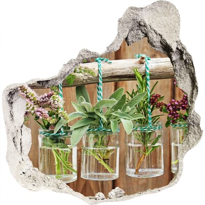 Mauerdurchbruch Aufkleber Kräutergarten im Glas