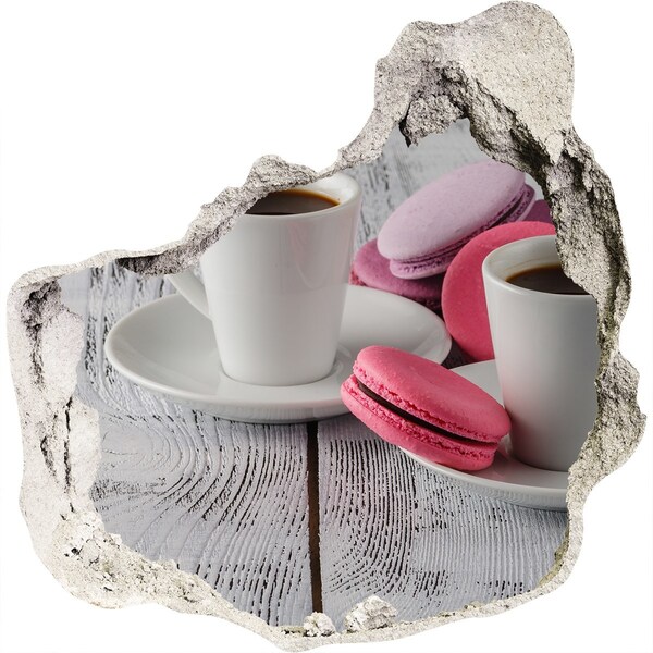 3D Wandtattoos Mauerdurchbruch Kaffeeparadies mit Macarons