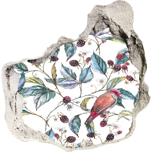 Mauerdurchbruch Aufkleber Ein Vogel zwischen den Brombeeren