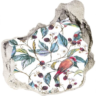 Mauerdurchbruch Aufkleber Ein Vogel zwischen den Brombeeren