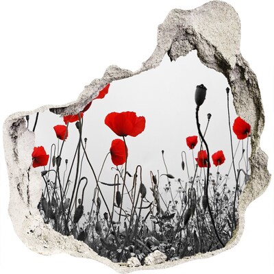 Wandaufkleber Loch 3D Blumen in den Ruinen