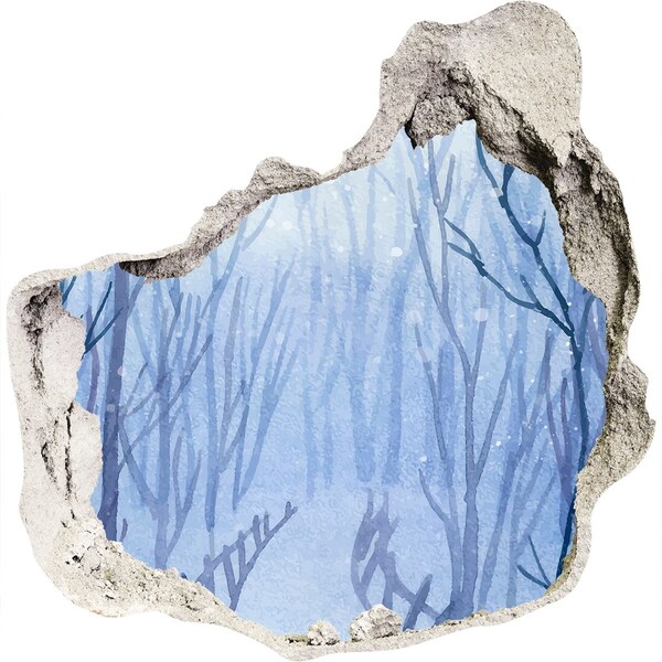 Wandaufkleber Loch 3D Winterlandschaft durch ein Loch in der Wand